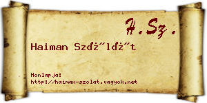 Haiman Szólát névjegykártya